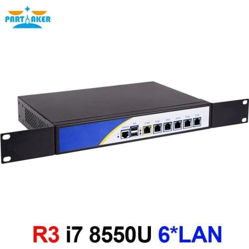 Partaker R3 Firewall Appliance Intel Core i7 8550U for pfSense with 6*Intel I-211 Gigabit Lan Firewall Hardware 8G RAM 256G SSD