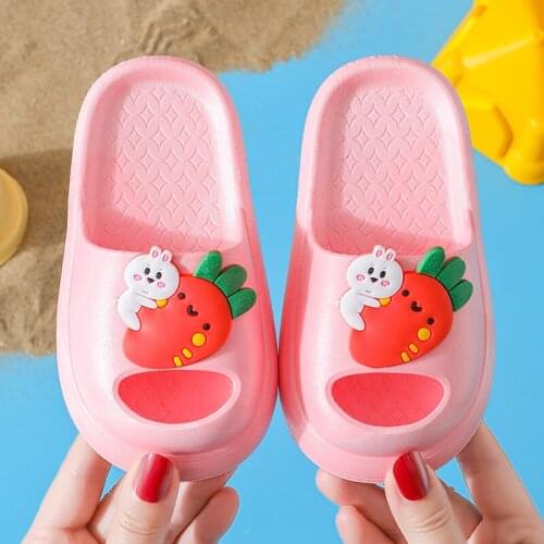 Childrens Slippers Summer Baby Boys Girls Cartoon Beach Bunny Cute Indoor Non-slip Bathroom Children 3-7Yrs Little Kids Sandals