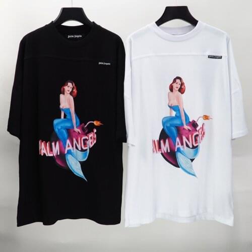Palm Angels 21SS Letter printing Logo Unisex Batwing Sleeve T-Shirt men women couple models fashion cotton casual t shirt2037