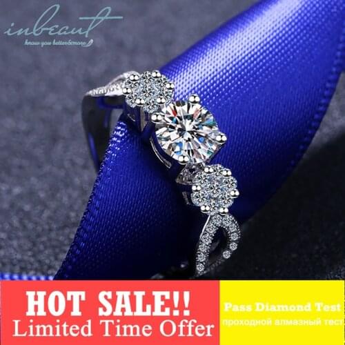 Inbeaut Infinite Love 0.8 ct D Color Round Moissanite Ring Excellent Cut Diamond Test Past 925 Silver 10 Heart&Arrow Stone Rings
