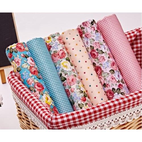 Pretty 40x50cm Colorful Blooming Rose Flowers & Check Dot 100% cotton twill cotton Fabric Bundle