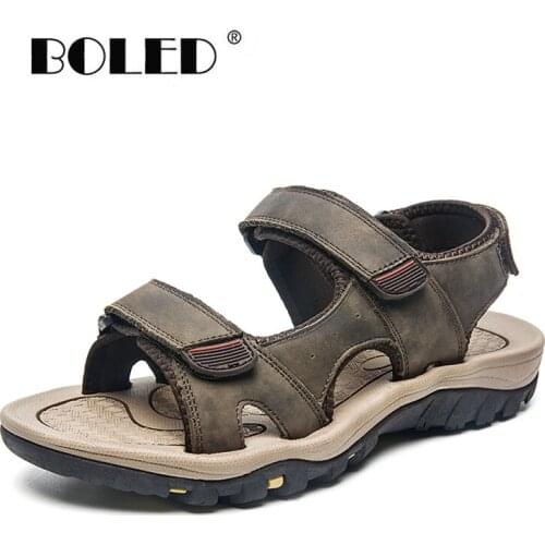Plus Size Genuine Leather Beach Shoes Men Quality Classics Style Men Sandals Soft Outdoor Summer Men Shoes