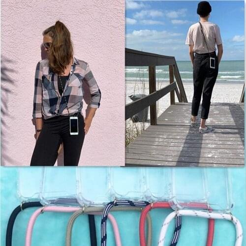 Soft Silicone Crossbody Lanyard Strap Case For Huawei Honor 8A Y6 P30 PRO LITE Y5 2019 NOVA 4 8S Necklace Crossbody Cover Phone