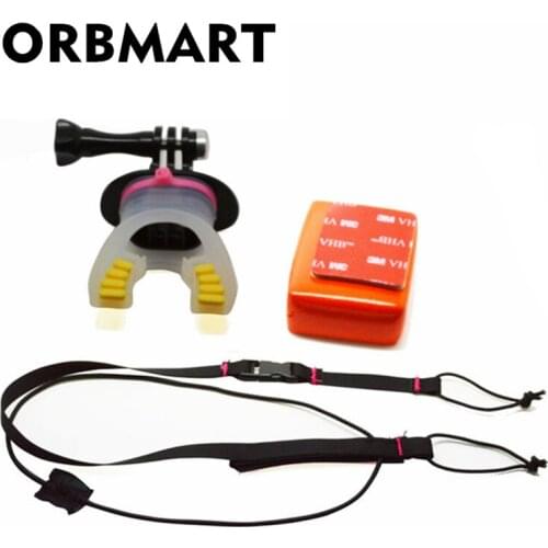 ORBMART Mouth Mount Set With Floaty Block & Rope For GoPro Hero 4 3+ 3 2 Xiaomi Yi SJCAM SOOCOO 4K Sport Action Camera