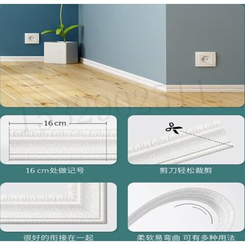 3D Border Wall Sticker Waterproof Top Corner Line Wall Edge Strip Wall Waist Line Sticker Tiles Wallpaper Border Home Wall Decor