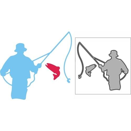 New Fishing Rod Man Craft Embossing Mold 2021 Metal Cutting Dies for DIY Decorative Scrapbooking Album Card Making No Stamps