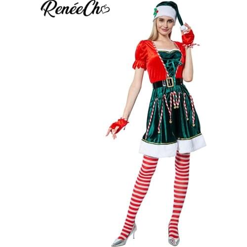 Reneecho Women Elf Costume Christmas Costume christmas costumes women santa Helper Cosplay Suit XL