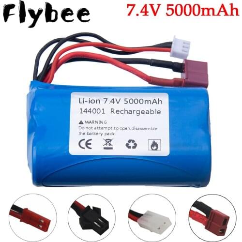 7.4V 3000mAh 5000mah Li-ion Batery for remote control toy car parts T/JST/SM Plug For wltoys 144001 12428 rc car 7.4V battery 2S
