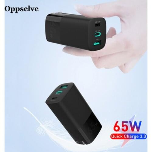Oppselve 65W GaN Charger Quick Charge 4.0 Type C PD USB Charger with QC 3.0 Portable Fast Charger For Macbook iPhone Samsung