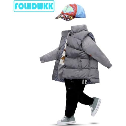 Autumn Winter 2018 Boys Girls Vest Jacket Down Cotton Vest Kid Cotton For Girls Boy Coat Down And Parkas Kids Vest Clothing Warm