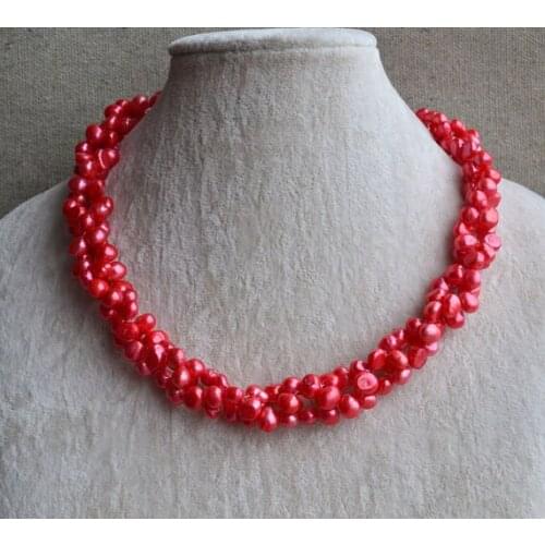 Favorite Pearl Choker Necklace Wedding Genuine Freshwater Pearl Red Baroque Jewelry Charming Birthday Party Fine Lady Gift
