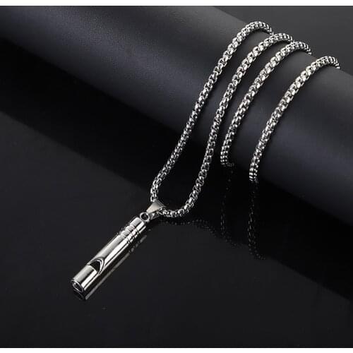 Titanium Loud Portable Necklace Whistle for Emergency Survival Outdoor Hiking Camping Hip Hop Jewelry Punk Harajuku