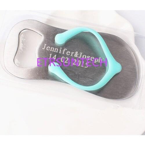 Personalized Wedding Gift for Guest Flip Flop Slipper Shaped Beer Bottle Opener Beach Nautical Themed Wedding Party Favor 100pcs