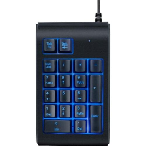 3 Color LED Backlit Illuminated 19 Key Wired USB Mechanical Number Pad Numeric Keypad for Laptop Desktop PC Computer