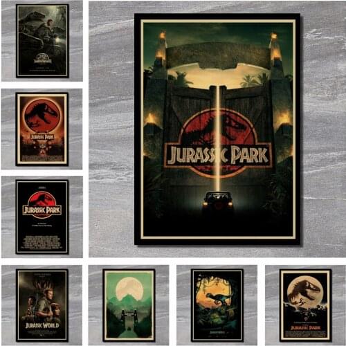 Jurassic Park Dinosaur Poster Jurassic World retro Kraft paper Poster Wall stickers Home Decoration Wall Decor