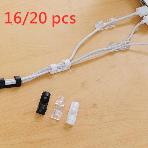 16/20 Pcs Self-Adhesive Cable Clips ABS Wire Cable Manager Wall Drop Wire Holder Charging Cable Winder Office Headset Line