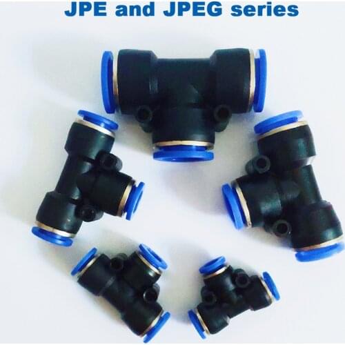 3 Way T shaped Tee Pneumatic fitting 10mm 8mm 12mm 6mm 4mm OD Hose Tube Push In Air Gas Fitting Quick Fitting Connector Adapters