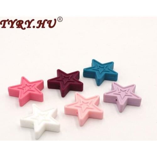 TYRY.HU 30Pcs Silicone Star Beads Baby Teether Teething Toys Pendant Baby Gift DIY Chew Necklace Toys BPA Free 30*8MM