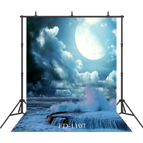 Moon Sea Vinyl Cloth Printed Photography Background for Photo Studio Child Kids Baby Shower Portrait Backdrop Photo Shoot