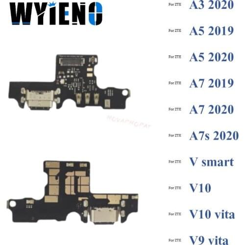 Wyieno For ZTE Blade A5 A3 A7 A7s VSmart 2020 2021 USB Dock Charging Port Plug Charger Flex Cable Microphone MIC Board 10pcs/lot