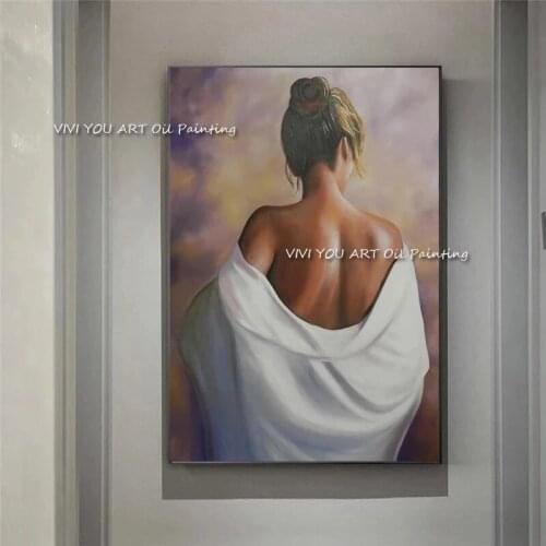 The Woman Back Girl Beauty Portrait Handmade Oil Painting Acrylic on Canvas Art Picture Living Room Home Decoration Frameless