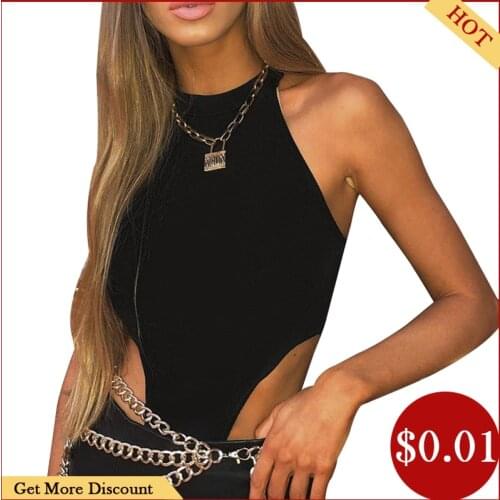 NEW Women Ladies Sexy Sleeveless Slim Skinny Bodysuit Solid Fluorescent Color Bodycon Club Fashion Halter Jumpsuit Leotard