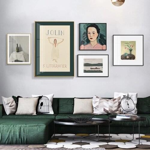 Painting Style Portrait Black Cat Sheep French Jolin Flower Modern Canvas Wall Art Posters Prints Pictures For Room Home Decor