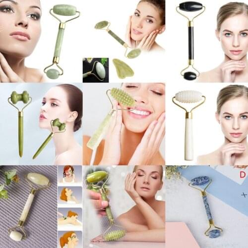 1/2PCS Guasha Board Natural Jade Massage Roller SPA Scraper Stone Facial Anti-wrinkle Treatment Body Facial Massager Health Tool