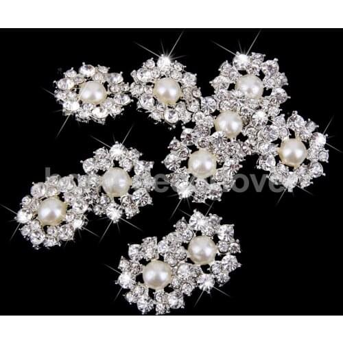 10 Clear Crystal Diamante Shining 22mm Shank Button Sewing Craft Silver Tone