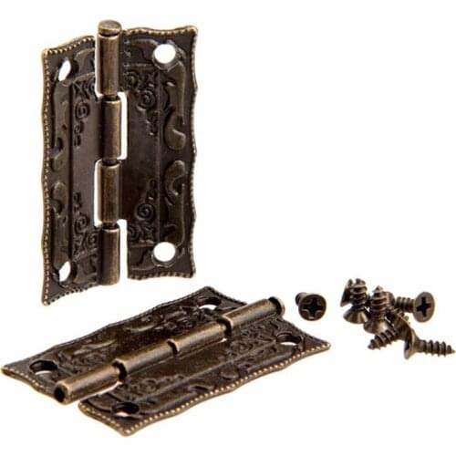 100pcs/lot Cabinet Door Hinge Door Hinges For DIY Box Furniture Hinges With Screws 4 Holes Bag Accessory Bronze Tone