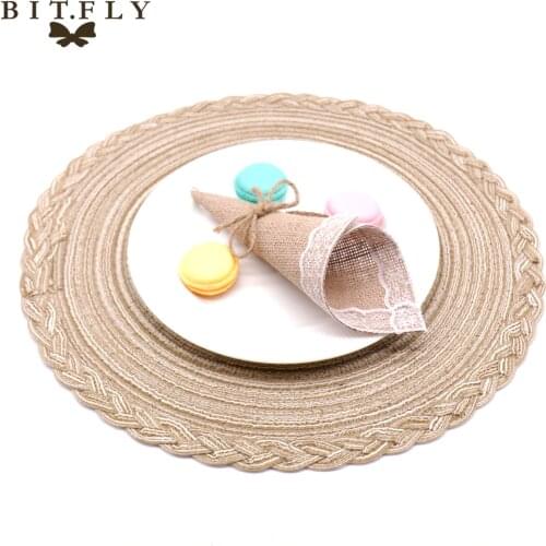 4pcs 38cm Round Weave Placemat Pad PP Table Mat Heat Resistant Bowls Coffee Cups Coaster Tableware Mat For Kitchen Party Supply