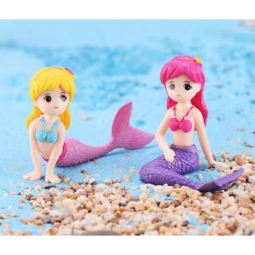 4pcs/set Sexy Mermaid Fairy Garden Miniatures Gnomes Moss Terrariums Resin Crafts Figurines for Home Decoration Mini Figures