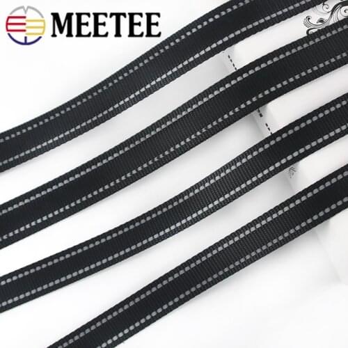 5M 20/25mm 1.8mm Thick Black Reflective Nylon Webbing Ribbons for Pet Collar Knapsack Belt Band Strap Tape DIY Bag Accessories