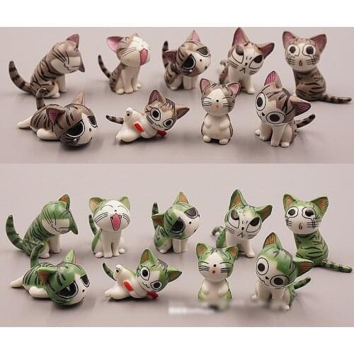 9pcs/Lot 2015 New 2-3cm kawaii pvc Japanese anime figures green/grey chis sweet home cat action figure best kids toys for girl