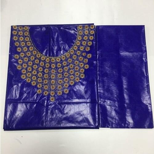 African Best Quality Dubai Fabrics Best Bazin Riche Lace Fabric Beads Stones Neck Designs Textiles 3Meter+2Yards For Dress