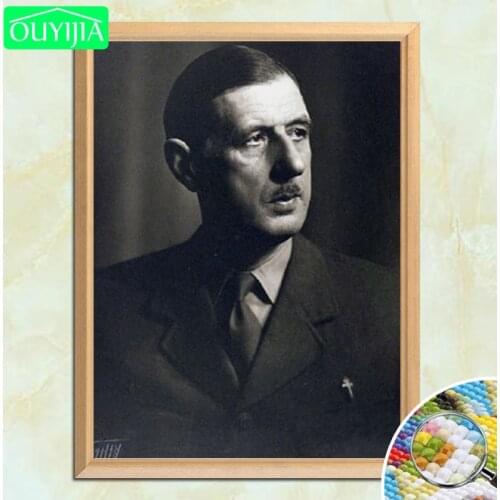 President Of France Charles De Gaulle 5D DIY Diamond Painting Full Square Diamond Embroidery Sale Rhinestones Mosaic Painting