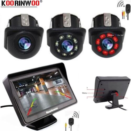 Koorinwoo Anti Fog HD LED 4.3 Inch Car Monitor With CCD Car Rear View Camera Wireless receiver and transmitter Parking Assist