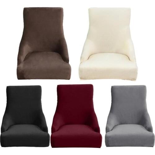Velvet Fabric Solid Back Chair Cover Seat Covers Slipcover Hotel Banquet Dining Armchair Elastic Washable Wing Back Side Covers