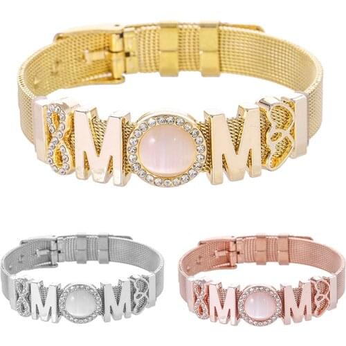 Bracelets for women Personalized bracelet Stainless steel watch with DIY handmade bracelet with MOM letters Mom bracelet