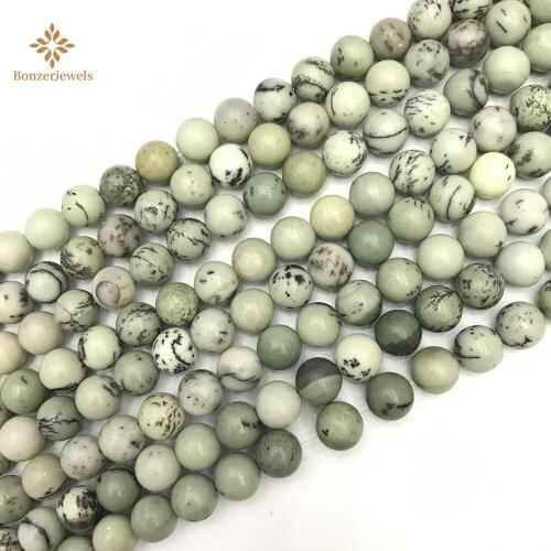 NEW Natural Stone Green Pine Jaspers Beads Round Beads 15" Strand For Jewelry Making 4 6 8 10 12MM Pick Size