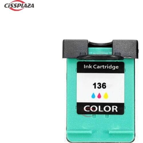 CISSPLAZA 2pcs Ink Cartridge compatible for hp136 Photosmart 2573 C3183 D5163 PSC 1513 1513s Officejet 6213 Deskjet 5443 D4163