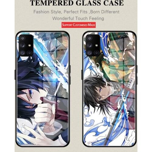 Demon Slayer Case Tempered GIass Anti-Drop A71 5G cover For Samsung A71 A51 4G 5G A20 A30 A40 A50 A70 A81 A91 A11