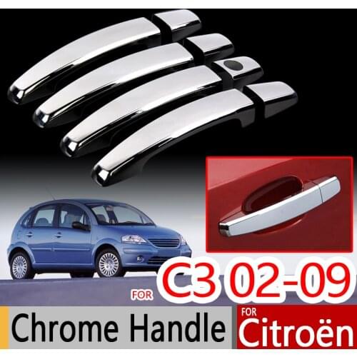 For Citroen C3 Mk1 Chrome Handle Covers Trim Set for Hatchback Pluriel Car Accessories Stickers Car Styling 2002-2009 2004 2006