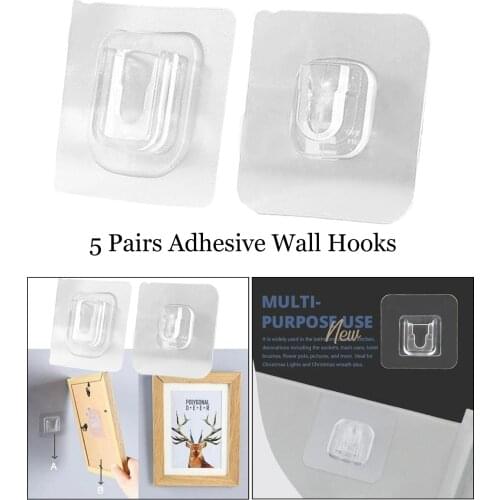Double-Sided Adhesive Wall Hooks Hanger Strong Transparent Hooks Suction Cup Sucker Wall Storage Holder