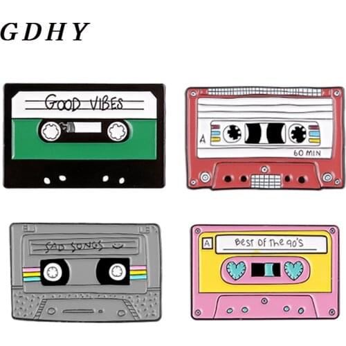 GDHY Music Tape Brooch Enamel Pin GOOD VIBES,SAD SONGS,BEST OF THE 09S Brooches for music lovers Pins Badge Jewelry Brosche