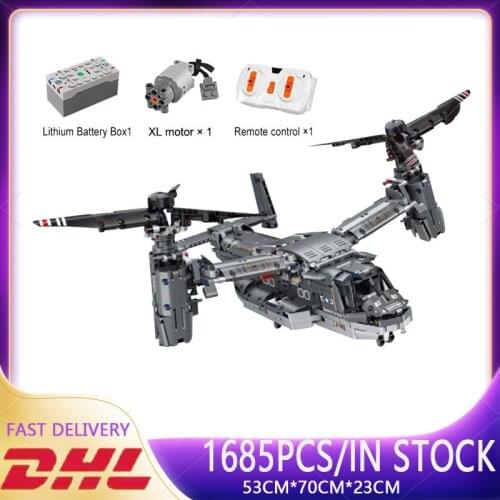 Mocstyle 13003 APP High-Tech Toys RC Compatible With 42113 V-22 Osprey Airplane Model Building Blocks Bricks Kids Christmas Gift