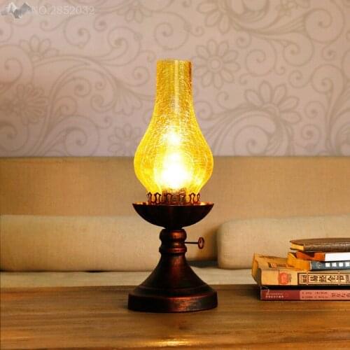 JW_Loft Retro Vintage Kerosene Glass Table Lamps for Dining Room Bedroom Lights Dimming Reading Desk Lamp Lighting Study Deco