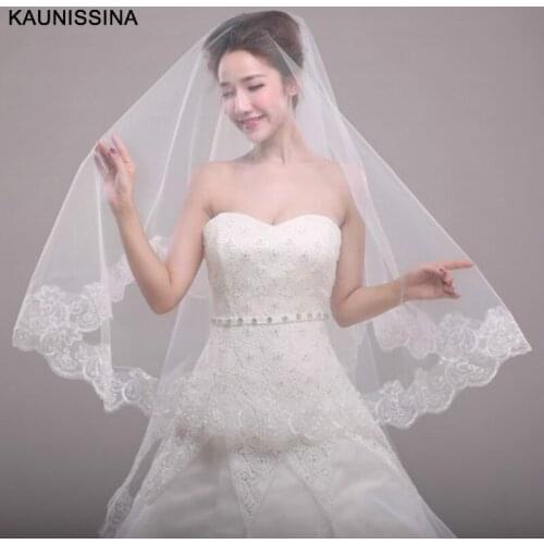 KAUNISSINA Romantic Lace Bridal Veils Single Layer Wedding Veil 1.5 M Long Veils Wedding Accessories Bridal Veil