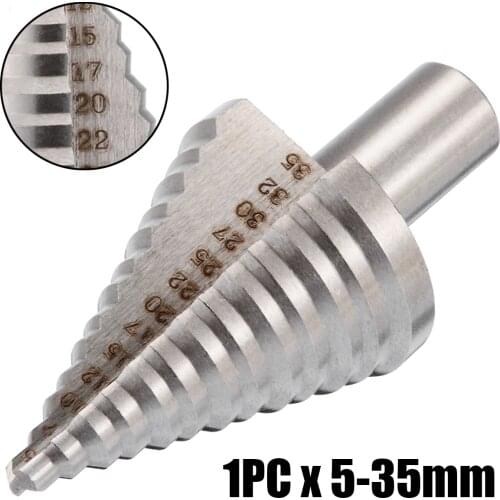 5-35mm HSS Cobalt Hole Titanium Coated Cone Step Drill Bit Triangle Round Handle Woodworking Wood Metal Drilling Tools