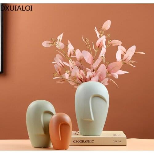 Creative Nordic face ceramic vase modern minimalist personality Ornaments home decor Accessories living room decoration gift
